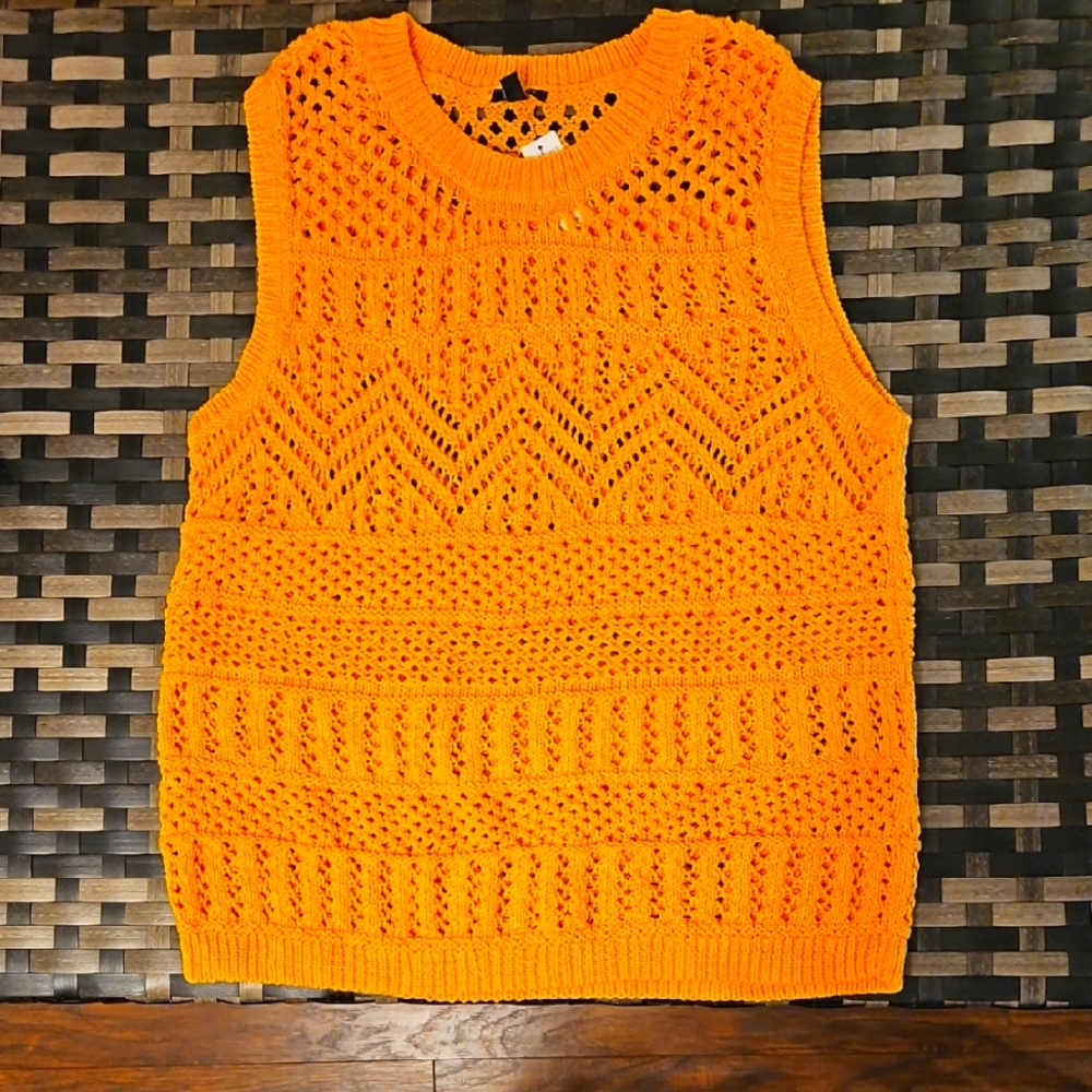 Orange Sleeveless Knit Top